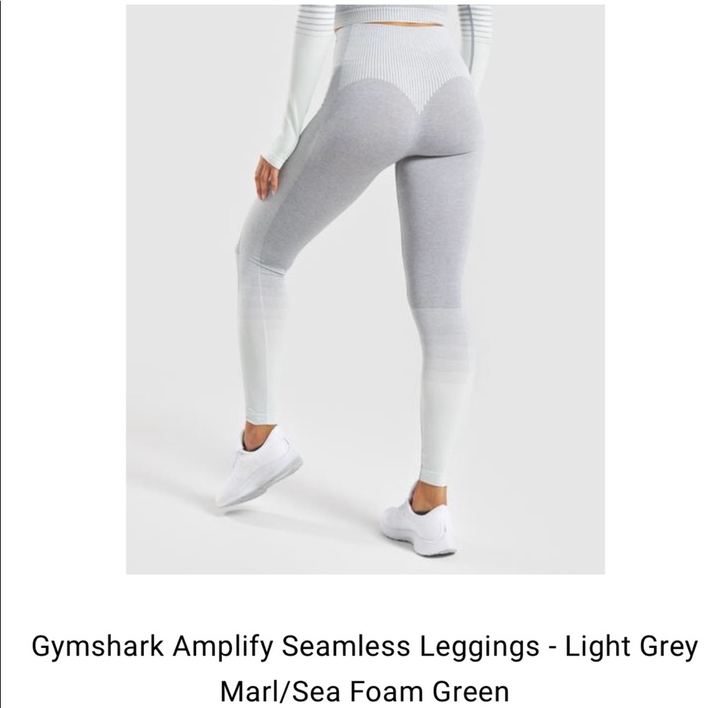 Gymshark amplify seamless leggings in grey/seafoam